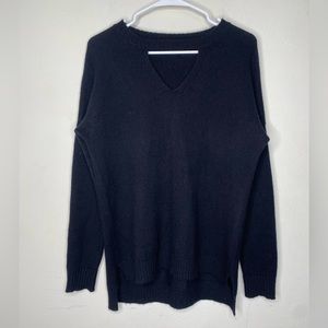 Kokun Cashmere Sweater Women’s Size Medium Black Pullover Keyhole